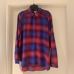 Lucky Brand ¾ button up Flannel Shirt - Size Medium